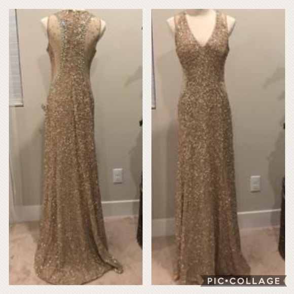 Adrianna Papell Dresses & Skirts - Adrianna Papell side mesh embellished sleeveless long gown